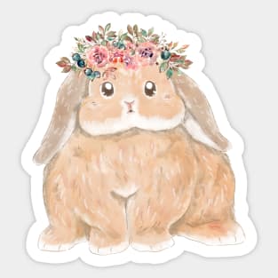 Rabbit and Flower Crown _ Bunniesmee Sticker